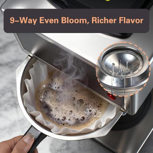 VONCI 1610W Commercial Coffee Maker, 12 Cup Drip Coffee Machine, 2 Glass Carafes and 2 Warmers, Stainless Steel Housing & Funnel, Industrial Coffee Maker for Offices, Hotels, Home