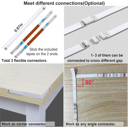 WOBANE Under Cabinet Lighting Kit,Flexible LED Strip Lights Bar,Under Counter Lights for Kitchen,Cupboard,Desk,Monitor Back,Shelf,6.6 Feet Tape Light Set,ETL Listed,120 LEDs,1100lm,2700K WarmWhite
