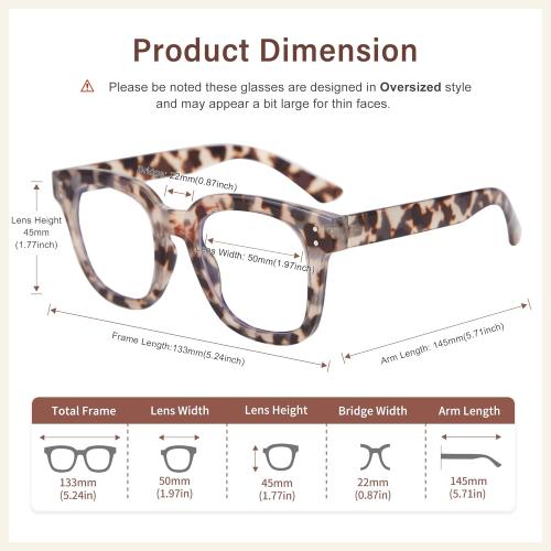 Madison Avenue Blue Light Blocking Glasses Oversized Fashion Blue Light Glasses for Women Anti Eyestrain & UV Protection Computer Eyeglasses (Grey Demi)