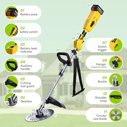 10“ Electric Weed Wacker, 3 in1 Cordless Weed Wacker, Cordless String Trimmer with Fast Charger,Electric Weed Trimmer for Lawn & Garden & Yard (2 Batteries Include)