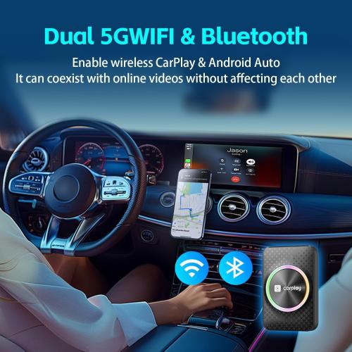 Wireless CarPlay Adapter Magic Box,Streams Netflix YouTube TikTok HDMI Output Dual-Band WiFi 4K Video Support Compatible with OEM Wired CarPlay & Android Auto (4GB RAM 32GB ROM)