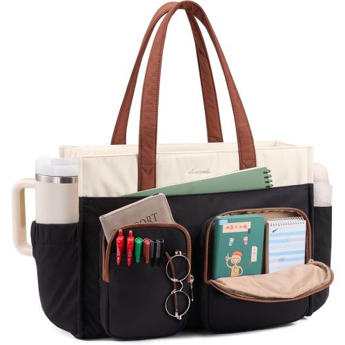LOVEVOOK Teacher Tote Bag for Women,Multi-pocket Laptop Bag with Large Cup Holder,Nurse Bags Work Travel Computer Handbag