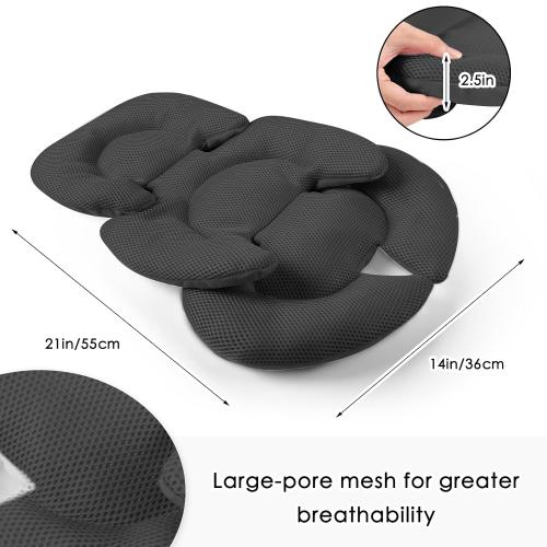 Infant Car Seat Insert for Newborn Girls Boys, Summer Mesh Baby Carseat Head Support with Strap Pads, Soft Reversible Baby Car Seat Insert Cushion Pad for Car Seat, Stroller, Bouncer, Swing, Black