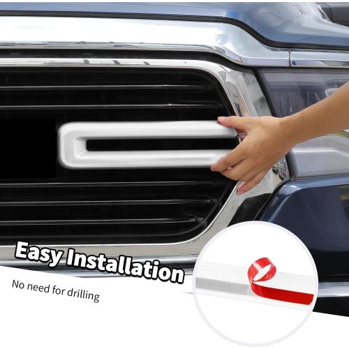 Jimen Compatible with Dodge Ram 2018-2025, 2PCS Front Grille Cover Exterior Trim Accessories (White)