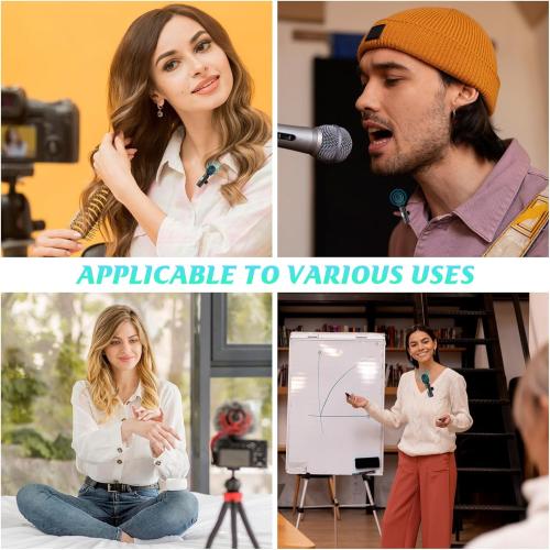 Microphone for iPhone, 2 Pack Wireless Microphones, Mini Mic, Lavalier, Recording Lapel Mic, Plug-Play, Clip On Microphone with Noise Reduction for Interview/Tiktok (for iPhone14 and Below)