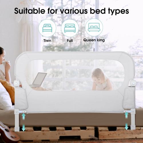 Baby Bed Rail Guard for Toddlers - 47 Toddler Bed Side Rails for Twin, Full, Queen Bunk Size Bed Swing Down Bedrail Extral Tall Child Safety Side Railing Guards for Kids