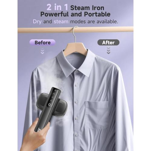 Steamer for Clothes,1200W Powerful Portable Steamer Iron,15s Fast Heat-up,100ml Tank,20 Min Continuous Steam, Wrinkle Remover for Travel, Home, Office(Purple)