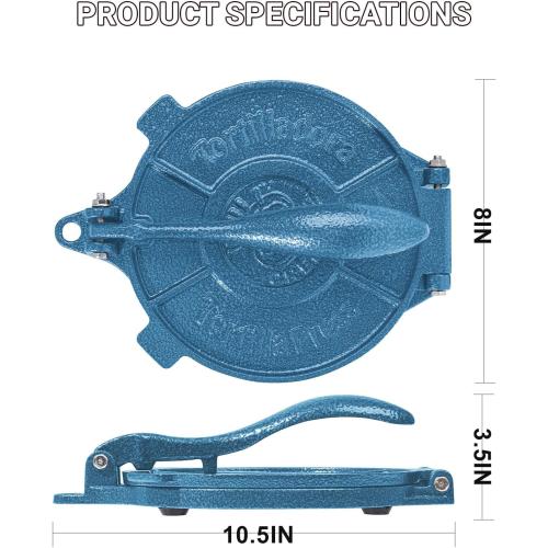 Vivicreate Cast Iron Tortilla Press Dough Flour Tortilla Rotis Quesadilla Maker Prensa para tortillas de hierro fundido 8 inch NO-SLIP