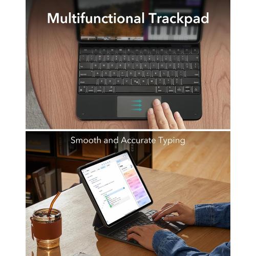 ESR iPad Pro 13 Inch Case with Keyboard (M5/M4, 2025/2024), iPad Pro 13 Keyboard Case with Easy-Set Magnetic Stand, Portrait/Raised Modes for iPad Pro 13, Removable, Rebound 360 Series, Black