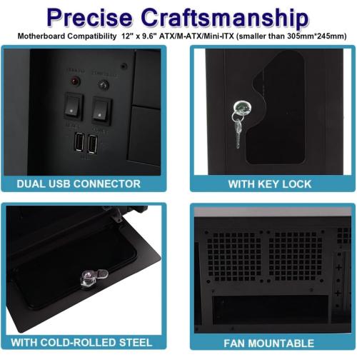 4U Server Cabinet Case - Rackmount Server Chassis with 7 PCI Slots, Lockable with Key