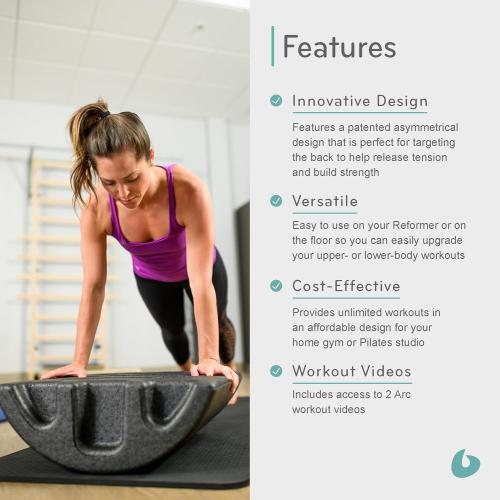 Black Balanced Body Pilates Arc, Step Barrel for Spine Exercises, Balance, Core Strengthening, and Stretching, Spine Corrector, Reformer Wedge, Fitness Training Tool, Pilates Equipment