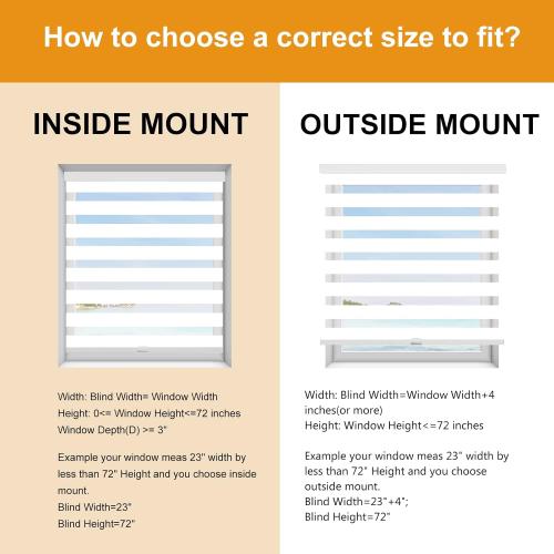 Persilux Cordless Zebra Blinds for Windows Free-Stop Roller Windows Shades (46 W X 72 H, White) Dual Layer Light Control for Day and Night, Light Filtering Sheer Shades for Home, Easy to Install