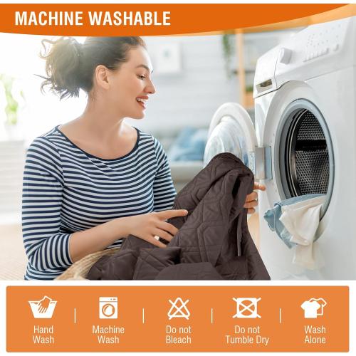 VANSOFY Waterproof Recliner Couch Covers, Sofa Covers 1-Piece Washable Reclining Sofa Cover Non-Slip Furniture Protector with Elastic Straps Pocket for Dogs, Pets(Chocolate,3 Seater)