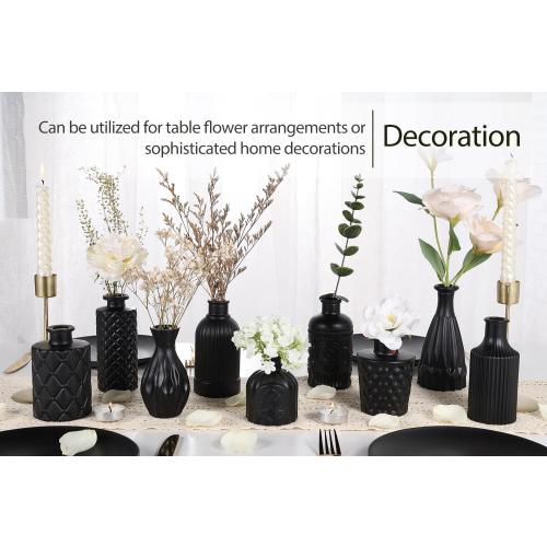 12pcs Glass Black Bud Vases Set, Small Vases for Flowers, Bud Vase for Centerpieces in Bulk, Mini Vintage Vase for Rustic Wedding Decorations, Office and Home Table Flower Décor