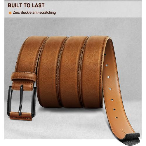 KEMISANT Men pack 2 Belt-Genuine Leather Belt for Men Dress Casual Golf Jeans 1 3/8