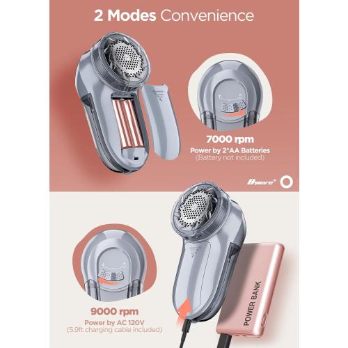 Bymore Fabric Shaver Lint Shaver for Clothes, Dual Power Lint Remover with Battery or Corded Use, Portable Sweater Shaver for Clothing, Furniture & Travel