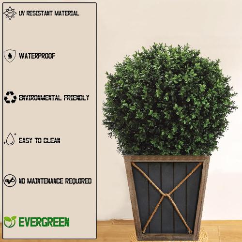Artificial Boxwood Topiary Trees Set of 2, 26 Tall UV Resistant Real Touch Faux Plants in Pots for Front Porch, Entryway & Patio Decor