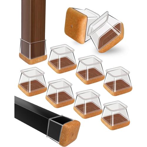 OCONDA 20 Pcs Chair Leg Floor Protectors Fit Diameter:1-1/16 to 1-7/16 | Square Furniture Pads for Hardwood Floors, Silicone Chair Leg Cups with Wrapped Felt, Anti-Scratch, Reduce Noise