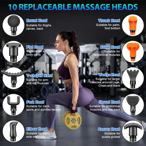 Black TOLOCO Massage Gun, Deep Tissue Back Massage for Athletes for Pain Relief, Percussion Massager with 10 Massages Heads & Silent Brushless Motor, Gifts for Fathers Day, Black