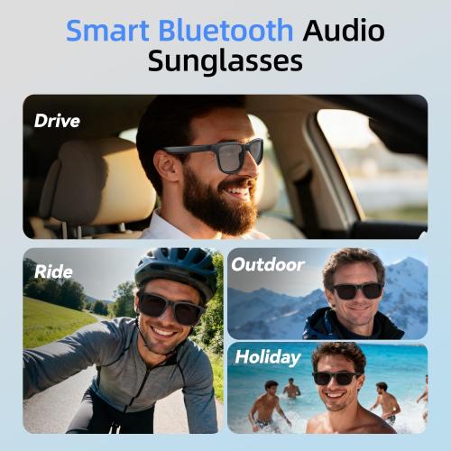 Smart Bluetooth Glasses, Smart Wireless Headphone Sunglasses for Men &Women with Built-in Speakers, Outdoor UV Protection,Touch &Voice Control, Hands-Free Calls