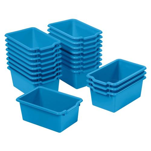 20PCs Color Blue ECR4Kids Scoop Front Storage Bin, Multipurpose Organization, French Blue, 20-Piece