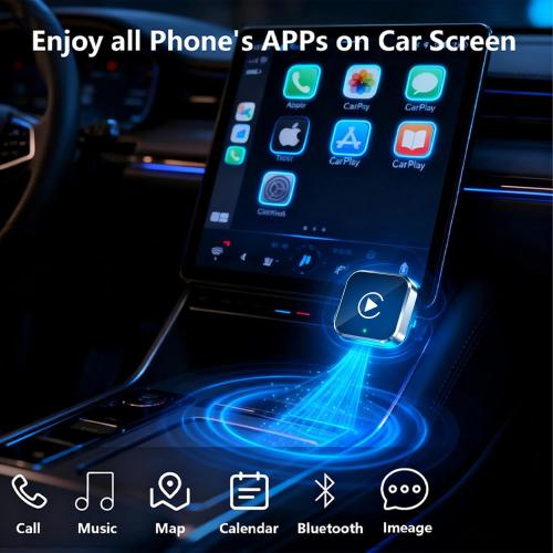 2026 Upgraded Wireless CarPlay Adapter - Fast Auto-Connect, Stable Connection, Mini Size Plug & Play Adapter for iPhone & Android Auto Compatible Cars