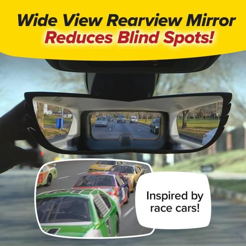 New Improved Angel View Wide-Angle Rearview Mirror AS-SEEN-ON-TV Reduce Blind Spots, Installs in Seconds, Fits Most Cars, SUVs & Trucks