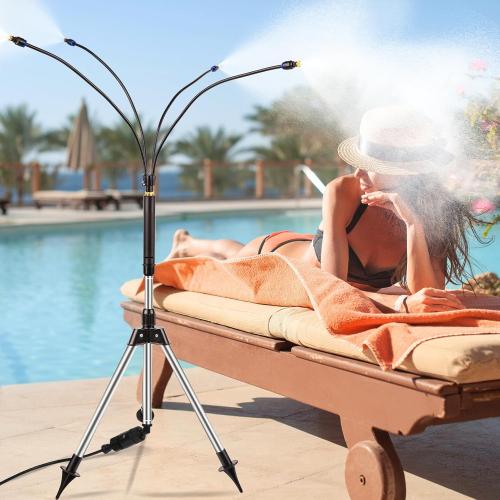 Standing Misters for Outside Patio, 2025 Misters for Outside Patio, Outdoor Adjustable Standing Mister with 32.8FT(10M) Water Supply Line, Mister Cooling System for Backyard,BBQ, Patio Cooling