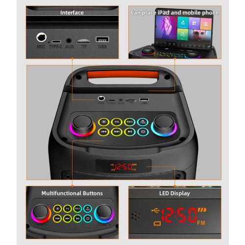 Karaoke Machine for Adults, Portable Bluetooth Speaker with 2 Wireless Microphones, Portable PA System with Disco Lights for Big Party, Outdoor, Ideal Gifts for Family, Music Lover