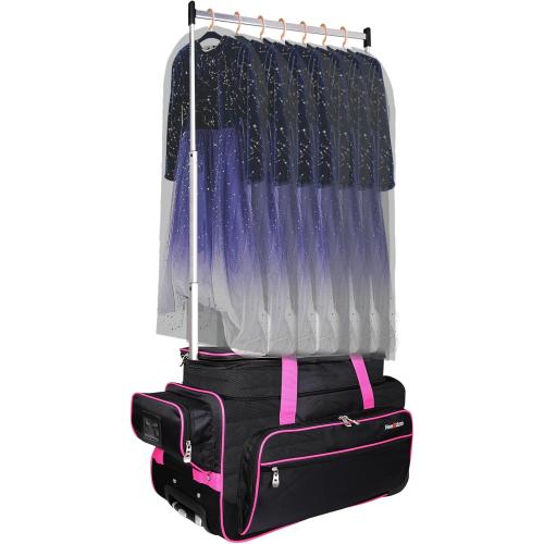 Dance Bag with Garment Rack,23inch Dance Competition Garment Bags with Clothes Rack,Suitcase,Rolling Duffle for Travel, Wheeled Drop-Bottom Upright Luggage Closet Suitcase(Expand-Purple