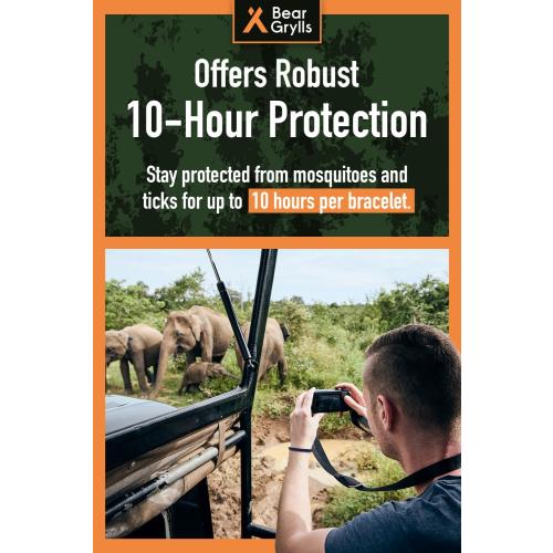 Bear Grylls Mosquito Repellent Bracelets | Crafted for Adventure | Adjustable Leather | DEET-Free | Long-Lasting Protection | Pack of 10