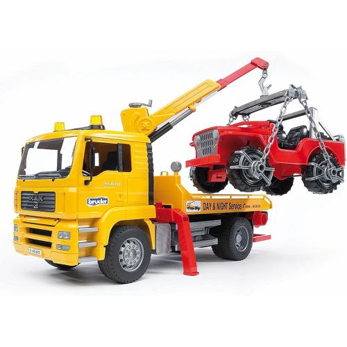 Bruder 02750 Man TGA Tow Truck with Cross Country Vehicle