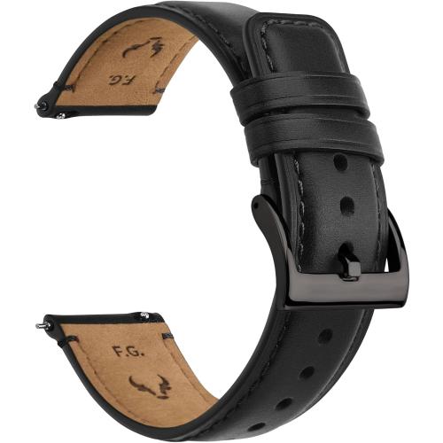 Fullmosa Leather Watch Bands for Men, 22mm 20mm 18mm Quick Release Watch Bands Strap - Burnished Band Vintage Wristband with Stainless Steel Metal Clasp