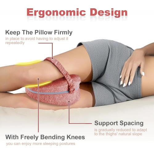 Knee Pillow for Side Sleepers, Leg Pillow for Sleeping, Knee Pillow with Strap, Alignment Pillow Between Legs, Suitable for Relieving Leg, Back & Knee Pain, Machine Washable (WHITE )