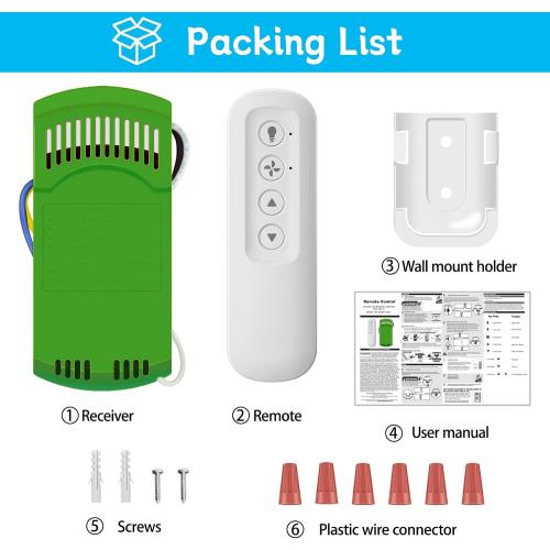 Ceiling Fan Remote Control Kit with Receiver, Replacement for Hunter 99770