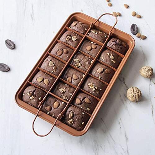 Brownie Pan, Non Stick Brownie Pans With Dividers, 18 Pre-slice Brownie Baking Tray, High Carbon Steel Bakeware for Oven Baking, Size 12 X 8 X 2 Inches