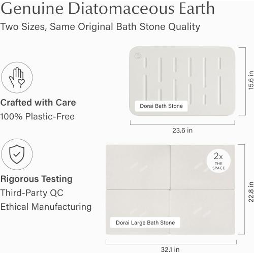 Dorai Home Stone Bath Mat - Premium Diatomaceous Earth Bath Floor Mats with Non-Slip Base, Fast-Drying Modern Shower Mat for Bathroom | Rain Sandstone - 23.6x15.4