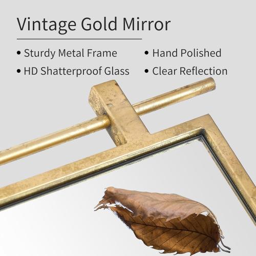 Gold Bathroom Mirror 24 x 24 Brushed Gold Square Rustic Rectangle Metal Framed Barn Door Farmhouse Bathroom Vanity Mirror for Over Sink, Foyer Entryway Decor