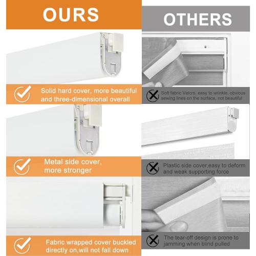 Persilux No Drill No Tool Custom Size Zebra Blind Dual Layer Privacy for Day and Night Window Blinds Light Filtering Cordless Windows Shades for Windows,Easy to Install Thermal Insulated Blinds,White