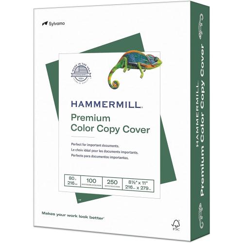 Hammermill Cardstock, Premium Color Copy, 80 lb, 8.5 x 11 - 1 Pack (250 Sheets) - 100 Bright, Made in the USA Card Stock