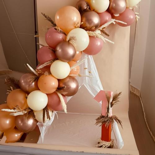 Retro Blush Pink Balloons, 60 Packs 12 Inch Dusty Pink Metallic Chrome Rose Gold White Sand Nude Balloons for Pumpkin Baby Shower Girls Women Boho Birthday Bridal Wedding Mothers Day Decorations