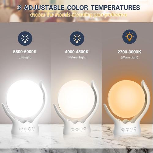 Rotatable Light Therapy Lamp,10000 Lux Sunlight Lamp with UV-Free,3 Color Temperature & 5 Brightness Level & Timer,Therapy Light for Home, Office, Decoration