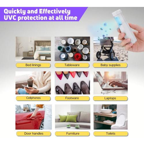 2Pack... UV Light Sanitizer Wand Portable Mini UVC Wand Light Sanitizer USB Rechargeable Retractable UV Sanitizer Wand for Home Office Travel Car