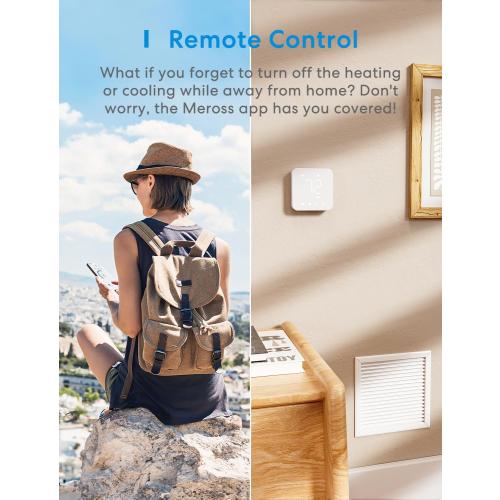 meross Smart Thermostat for Home, WiFi Thermostat Works with Matter, Alexa, Apple Home, Google Assistant, App & Voice Control, 7x24h Scheduling, Energy Saving, C-Wire Required, Matte White