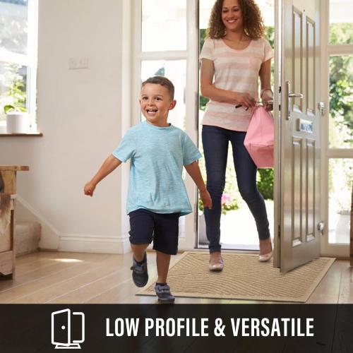 HIYARD Sturdy Front Door Mat, Absorbent Muddy Dirt Resist Welcome Door Mats Outdoor Indoor, Stain and Fade Resistant, Non-Slip Backing Entry Mat Low Profile Doormat for Entryway, 29×17, Beige‼️good condition no stains light dirt‼️