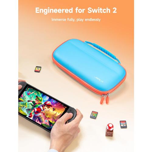 JSAUX Slim Carrying Case for Nintendo Switch 2 2025, Portable Switch 2 Case with 10 Game Slots, Protective Hard Shell for Travel and Storage, Blue