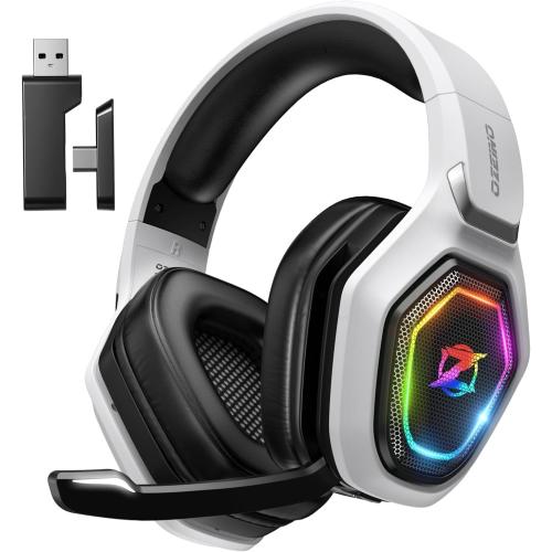 Ozeino 2.4GHz Wireless Gaming Headset for PC, Ps5, Ps4 - Lossless Audio USB & Type-C Ultra Stable Gaming Headphones with Flip Microphone, 40-Hr Battery Gamer Headset for Switch, Laptop, Mobile, Mac