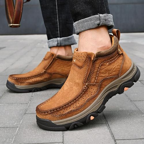 U S 9.5 MOSTELO Mens Slip On Casual Loafers Classic Outdoor Leather Walking Hiking Shoes Comfortable for Work Office Dress Outdoor High Top
