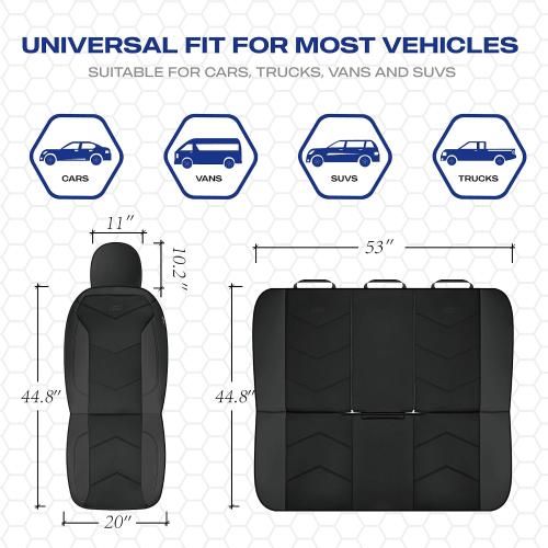 Skechers Memory Foam Seat Covers,Leather Car Seat Covers, Ultimate Comfort & Support Front Seat Covers Airbag Compatible, Automotive Universal Fit Most for SUVs, Vans, Sedans, Cars, Trucks,Black