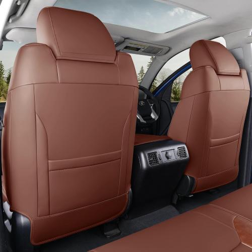 Tundra Seat Cover Customized Fit 2014-2021 CrewMax SR, SR5, Limited, Platinum,1794 Edition TRD Pro Pickup Truck 14Pcs Nappa Leather Seat Cushion Protector Full Set (Brown)